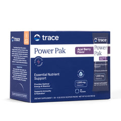 Trace Minerals Power Pak acai berry packet being poured into water for a refreshing drink.