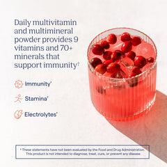 Trace Minerals Power Pak cranberry packet back with nutrition details for informed choices.