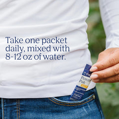 Trace Minerals Power Pak glass with orange drink, signaling an energizing morning ritual.