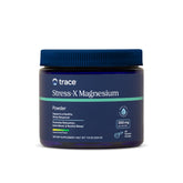 Trace Minerals Stress-X magnesium powder bottle, lemon-lime flavor, for daily support.