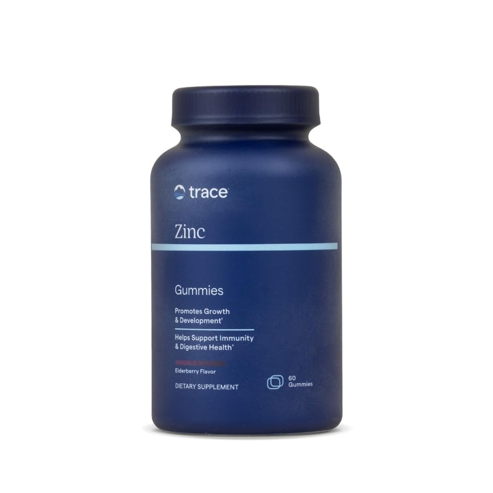 Trace Minerals Zinc Gummy bottle close-up highlighting immune support.