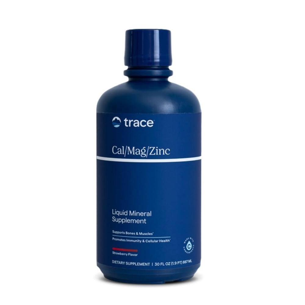 Trace Minerals Cal/Mag/Zinc bottle showing a complete mineral blend for daily wellness
