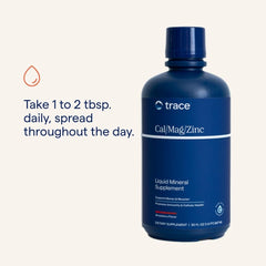 Trace Minerals Cal/Mag/Zinc dosage shot showing simple daily serving for convenience