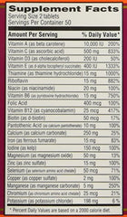 Trader Joe's Multi Vitamin label close-up highlighting ingredients for balanced nutrition.