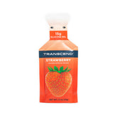 Transcend Strawberry Gel 10-pack laid out for on-the-go fueling
