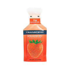 Transcend Strawberry Gel 10-pack laid out for on-the-go fueling