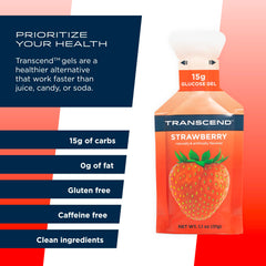 Close-up of Transcend Strawberry Gel texture and packaging