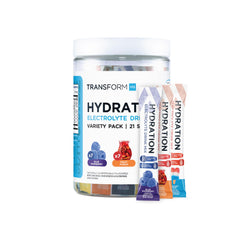 TransformHQ Electrolyte Hydration Packets fruit punch stick ideal for on-the-go fueling.
