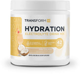 TransformHQ Hydration pina colada bottle showing refreshing electrolyte boost for workouts