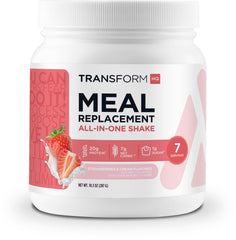 TransformHQ Strawberry & Cream bottle showing seven servings for easy planning.