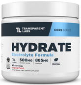 Transparent Labs Hydrate Tropical Punch bottle shown for on-the-go hydration.