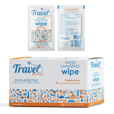 Travel Wipes individually wrapped for convenient on-the-go sanitizing.
