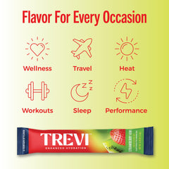 TREVI electrolytes in a chilled glass with ice for daily hydration.