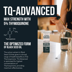 Triquetra Health 5% Thymoquinone label close-up highlighting potency