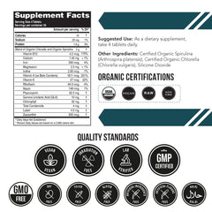 Triquetra Health bottle of spirulina-chlorella tablets for convenient daily greens.