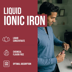 Triquetra Health ionic iron liquid pour showing immediate absorption potential.