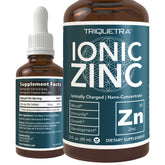 Triquetra Health Ionic Zinc bottle showing 8-month supply for continuous immunity support.