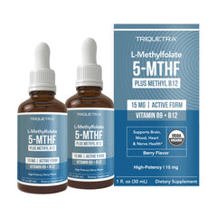 Triquetra Health L Methyl Folate bottle with berry flavor and professional strength for daily use