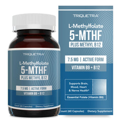 Triquetra Health L Methylfolate bottle with 60 capsules for daily methylation support.