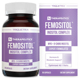 Triquetra Health Myo-Inositol and D-Chiro Inositol bottle front with 90 capsules for hormonal balance.