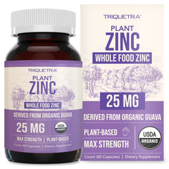 Triquetra Health Organic Zinc 25 mg bottle front showing clean daily supplement