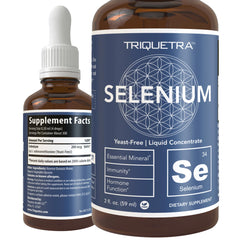Triquetra Health Selenium bottle closeup showing vegan formula for immune support