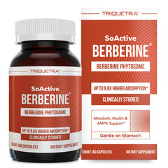 Triquetra Health SoActive Berberine bottle front with enhanced absorption focus.