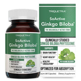 Triquetra Health SoActive Ginkgo Select Phytosome bottle enhances absorption for sharper focus.