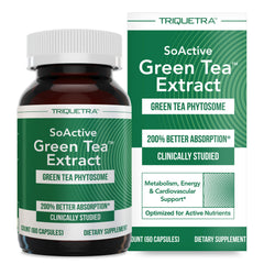 Triquetra Health SoActive Green Tea bottle front showing premium extract for metabolism support