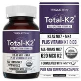 Triquetra Health Total K2 bottle showing full-spectrum K2 formula for bone support