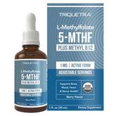 Triquetra Organic Methyl Folate bottle pour for easy daily dosing.