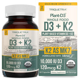 Triquetra Health Organic Plant D3 + K2 bottle for daily vegan use