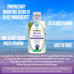 Brain Power label highlights vegan, non-GMO, gluten-free formulation.