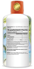 Tropical Oasis Cinnabalance bottle label highlights ingredients like cinnamon bark and green tea.