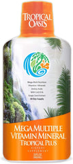 Tropical Oasis Mega Plus bottle front showing the 32 oz size for daily use.