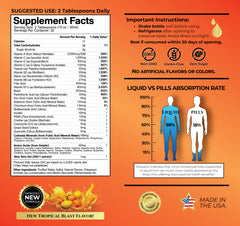 Tropical Oasis Mega Premium dosage spoon shows quick-use for daily nutrition