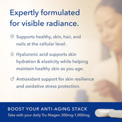TRU NIAGEN Beauty NAD+ astaxanthin focus on skin elasticity and smooth texture