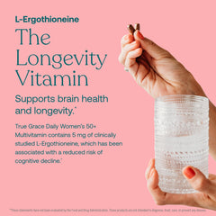 CoQ10 and vegan vitamin D3 ingredients featured in the True Grace blend.
