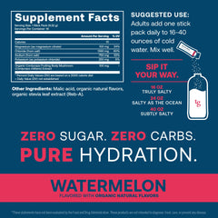 True Grace ElectroMag watermelon stick dissolving into water for quick hydration.