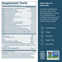 True Grace Men 40+ bottle front displaying vegan multivitamin packaging
