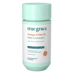 True Grace Omega-3 fish oil bottle front for daily supplementation