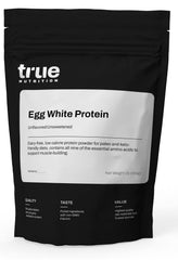 True Nutrition egg white protein powder bag; versatile shakes and recipes.