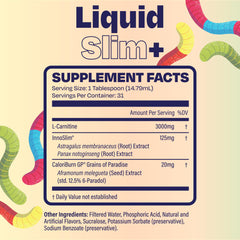 True Theory Liquid Slim bottle ingredients label highlights CaloriBurn GP and InnoSlim.