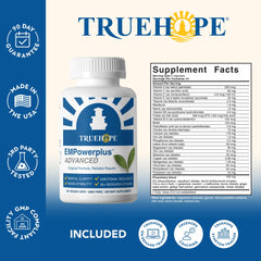 Truehope EMPowerplus label detail emphasizing 36 nutrient blend for balance