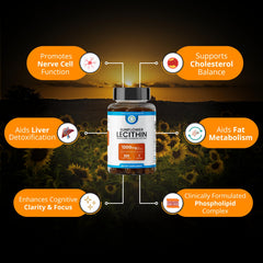 TRUEMED Lecithin label highlights non-GMO and soy-free formula for heart and liver wellness