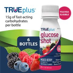 TRUEplus Glucose Shots bottle cap opened for fast access.