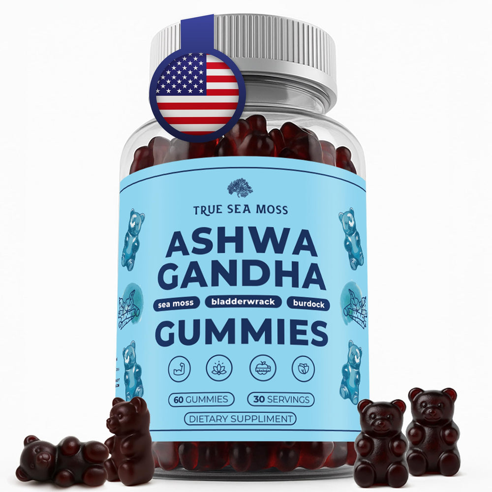 TrueSeaMoss gummies bottle closeup, featuring fruity flavor and easy daily enjoyment.