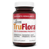 TruFlora bottle front label highlighting probiotic blend for daily digestive support.