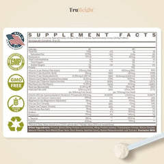 TruHeight nutrition facts panel highlights protein and vitamins