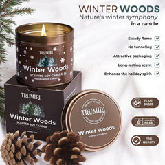 TRUMIRI Winter Woods: vela de pino, combustión limpia y segura.